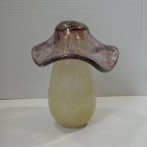 Blown Glass Mushroom Decor Fall Fairy 7 inches Tall Purple NEW